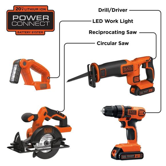 BLACK+DECKER 20V 4 Tool Combo Kit w/ 2Lithium Ion Batteries & Charger | NEW!! - Picture 14 of 16